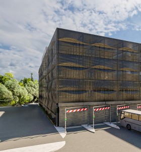 Space-saving electric bus depot