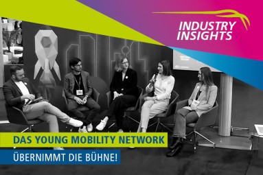 Panel-Diskussion mit Ines Kawgan-Kagan, Anna Filby, Kristina Grodt, Linus Frank und Max Beitler vom Young Mobility Network. 