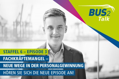 Porträt von Philipp Falkenhagen mit Text zu BUS2Talk S6E3: „Fachkräftemangel – Neue Wege in der Personalgewinnung“.