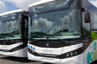 Pictured are two new Euro VI zero-kilometre buses.